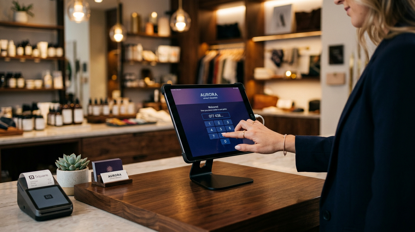 Client tapant son numéro sur la tablette MySmartCompany AI